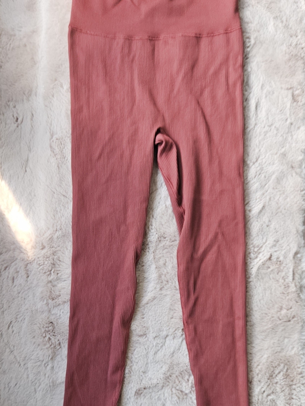 CK Seamless High-Waist Ribbed Leggings - Dusty Rose - Picture 3 of 16